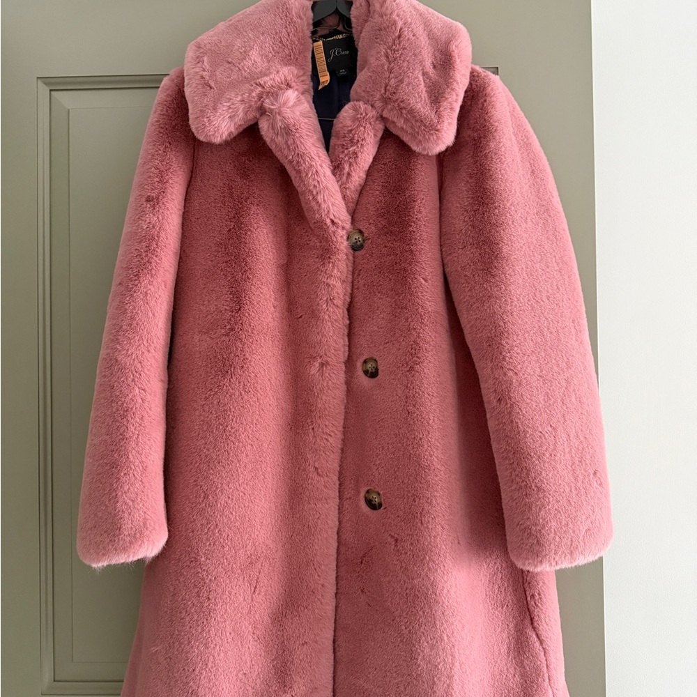 J. Crew Pink Teddy Jacket Plush Oversized Style